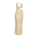 Autumn Winter Women Clothing Lace up Sexy Diagonal Collar Backless Solid Color Elegant Slim Dress Bella Mia