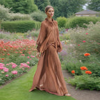 Niche High Grade Maxi Dress Autumn Winter Design Batwing Sleeve Lace up Dress Women Bella Mia