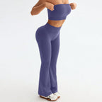 Vest Wide Leg Tight Seamless Hip Lifting Yoga Bell Bottom Pants Two Piece Sets Abdominal Shaping High Waist Bootcut Casual Exercise Yoga Clothes Bella Mia