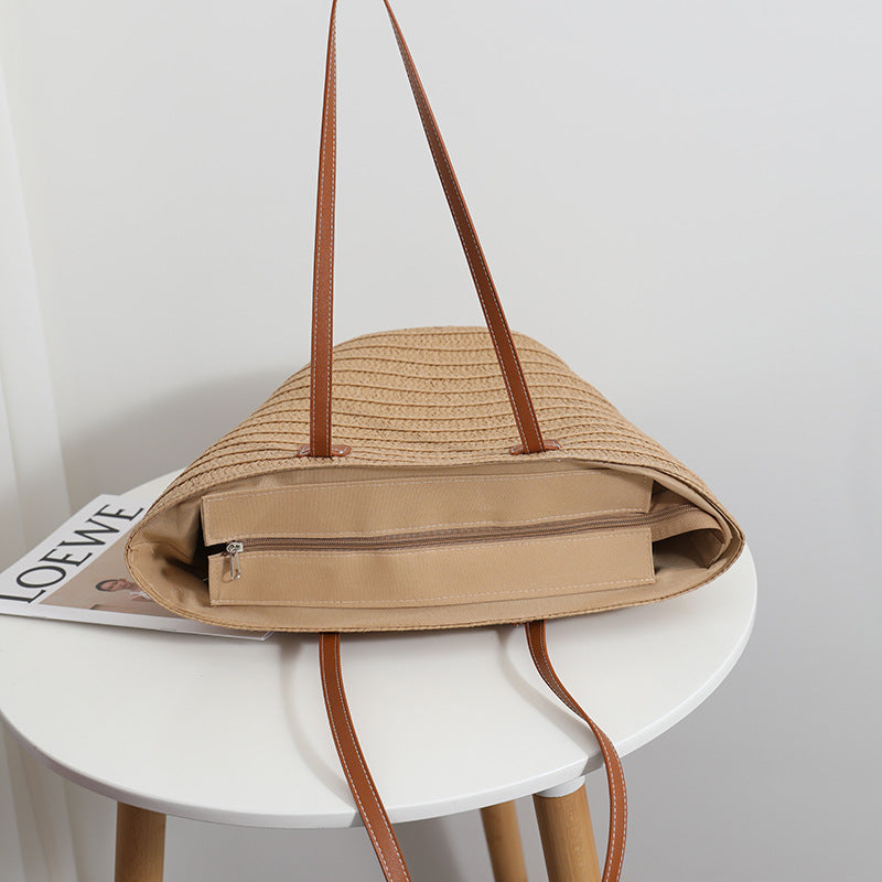 Simple Shoulder Straw Bag Large Capacity Straw Bag Woven Bag Tote Bag Women Seaside Vacation Beach Bag Bella Mia