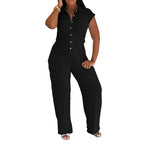 Women Clothing Jumpsuit Striped Collared Slim Shirt Collar Straight Leg Pants Sleeveless Summer Bella Mia