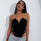 Women Clothing Sexy V Chest Bodysuit Women Tight Bottoming Shirt Slim Fit Figure Flattering Bodysuit Bella Mia