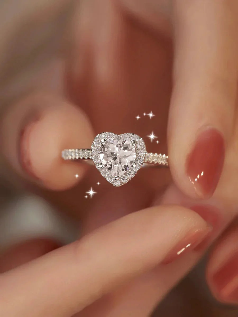 Heart 1ct Moissanite 999 Sterling Silver Ring