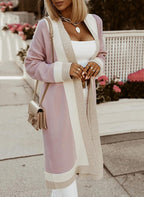 Autumn Winter Long Sweater Coat Women Color Matching Simple Elegant Loose Casual Long Cardigan Women Sweater Bella Mia