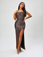 Sequin Formal Dress Autumn Winter Women Sexy Sleeveless Split Dress Bella Mia