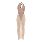 Autumn Winter Women Clothing Fashionable Sequ Stitching Sexy Mesh See through Ruffle Hip Dress Bella Mia