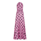 Casual Vacation Polka Dot V neck Halter Dress Women Backless Lace up Waist Slimming Maxi Dress Bella Mia