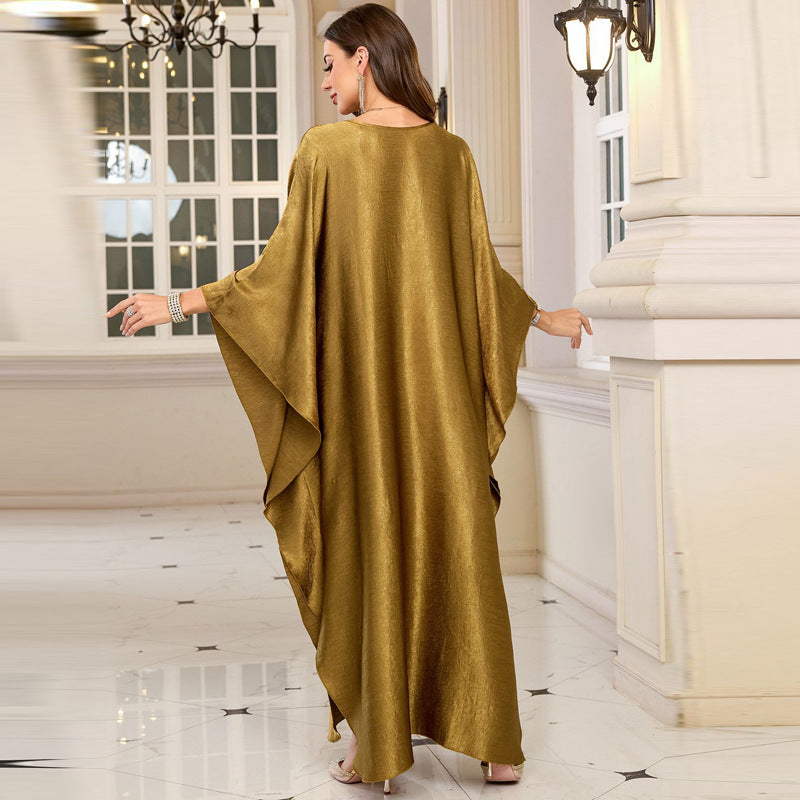 Gold Vacation Beach Coat Maxi Dress Women Loose Maxi Dress Swimsuit Blouse Sun Protective Clothing