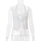 Women Clothing Summer Sexy Backless Lace up Cardigan Halter Design Vest Top for Women Bella Mia