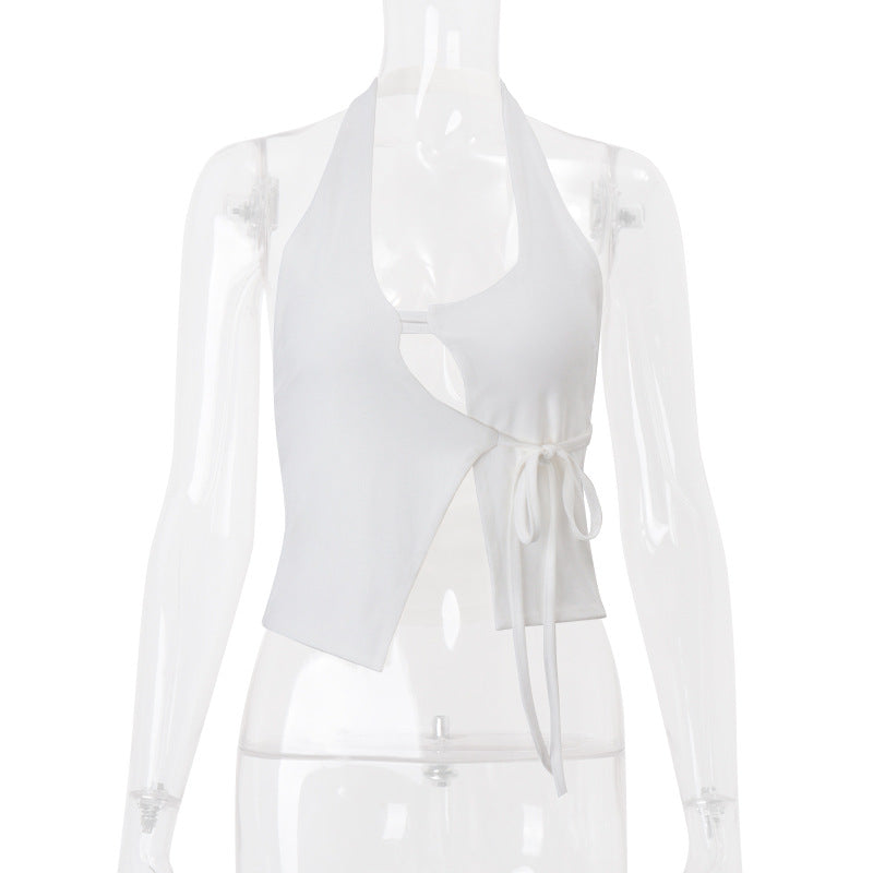 Women Clothing Summer Sexy Backless Lace up Cardigan Halter Design Vest Top for Women Bella Mia