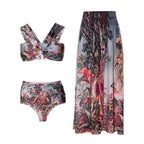 Vacation Beach Dress Swimsuit Women's Retro Printed Spring Bathing Suit Three Piece Suit Bella Mia