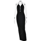 Spring Summer Elegant Collared Dress Sexy Backless Slit Slimming Dress Bella Mia