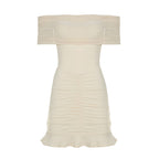 Women Clothing Ruffle Hip Ruffled Mesh Outerwear Strapless Dress Slim Dress Bella Mia