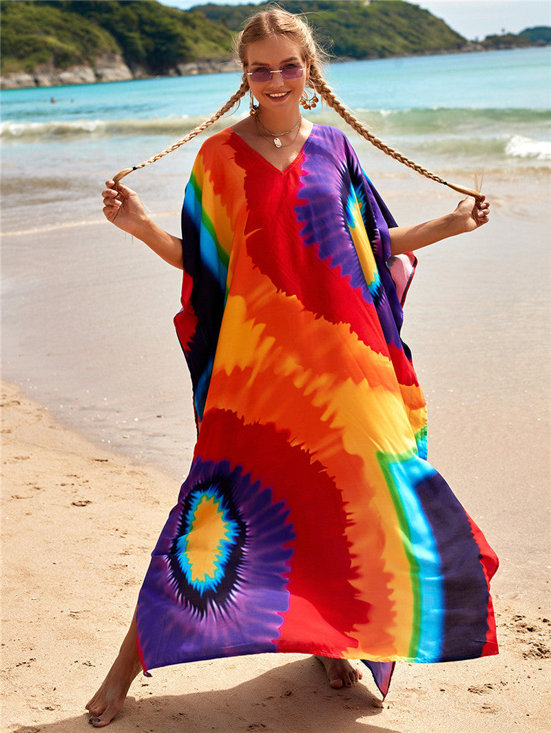 New Positioning Printing Beach Cover-up Sexy Cardigan Dress Beach Cover Up Bella Mia