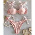 Solid Color Mesh Sling Split Swimsuit Female Bikini Sexy Fresh Backless Bella Mia