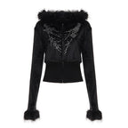 Autumn Winter Casual Furry Long Sleeved Zipper Sweater Coat Letter Graphic Rhinestone Sweatpants Two Piece Sets Bella Mia