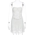 Summer Women Sexy Lace Stitching Tube Top Slim Fit See through Dress Bella Mia