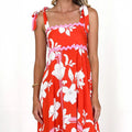 Small Floral Wave Strap Halter A line Dress Women
