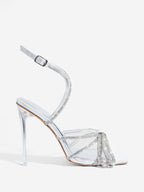 Summer High Heel Sandals Women Square Toe Rhinestone Bow Heels 11cm Stiletto Heel Women Bella Mia