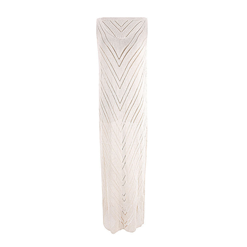 Sexy Backless Dress Solid Color Knitted Vest Maxi Dress Beach Sun Protection Swimsuit Outwear Blouse Crochet hook Bella Mia