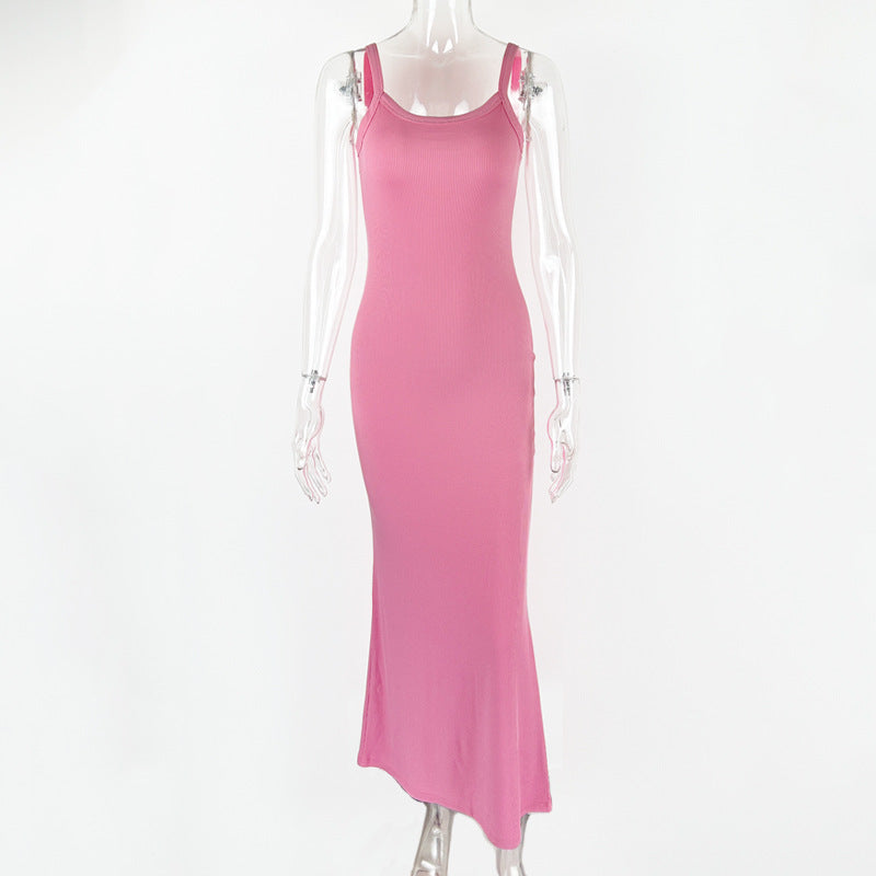Summer Women Clothing Sexy Slim Fit Drape Sunken Stripe Strap Dress