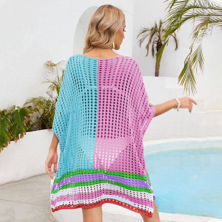 Summer Women Patchwork Cutout out Beach Dress Loose Beach Cover Up Women Bella Mia