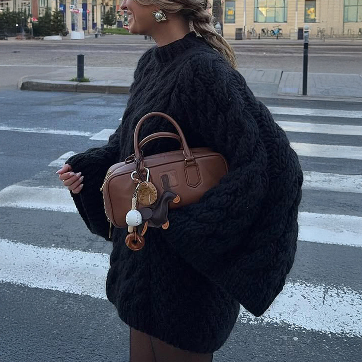 Casual Vacation Wool Long Sleeve Coat Sweater Women Clothing Autumn Winter Bella Mia