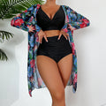 Swimsuit Women Split Three Piece Long Sleeve Internet Celebrity Bikini High Waist Solid Color Swimsuit Bella Mia