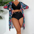 Swimsuit Women Split Three Piece Long Sleeve Internet Celebrity Bikini High Waist Solid Color Swimsuit Bella Mia