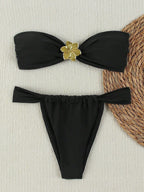 Bikini Solid Color Tube Top Sexy Split Bikini Swimsuit Women Bella Mia