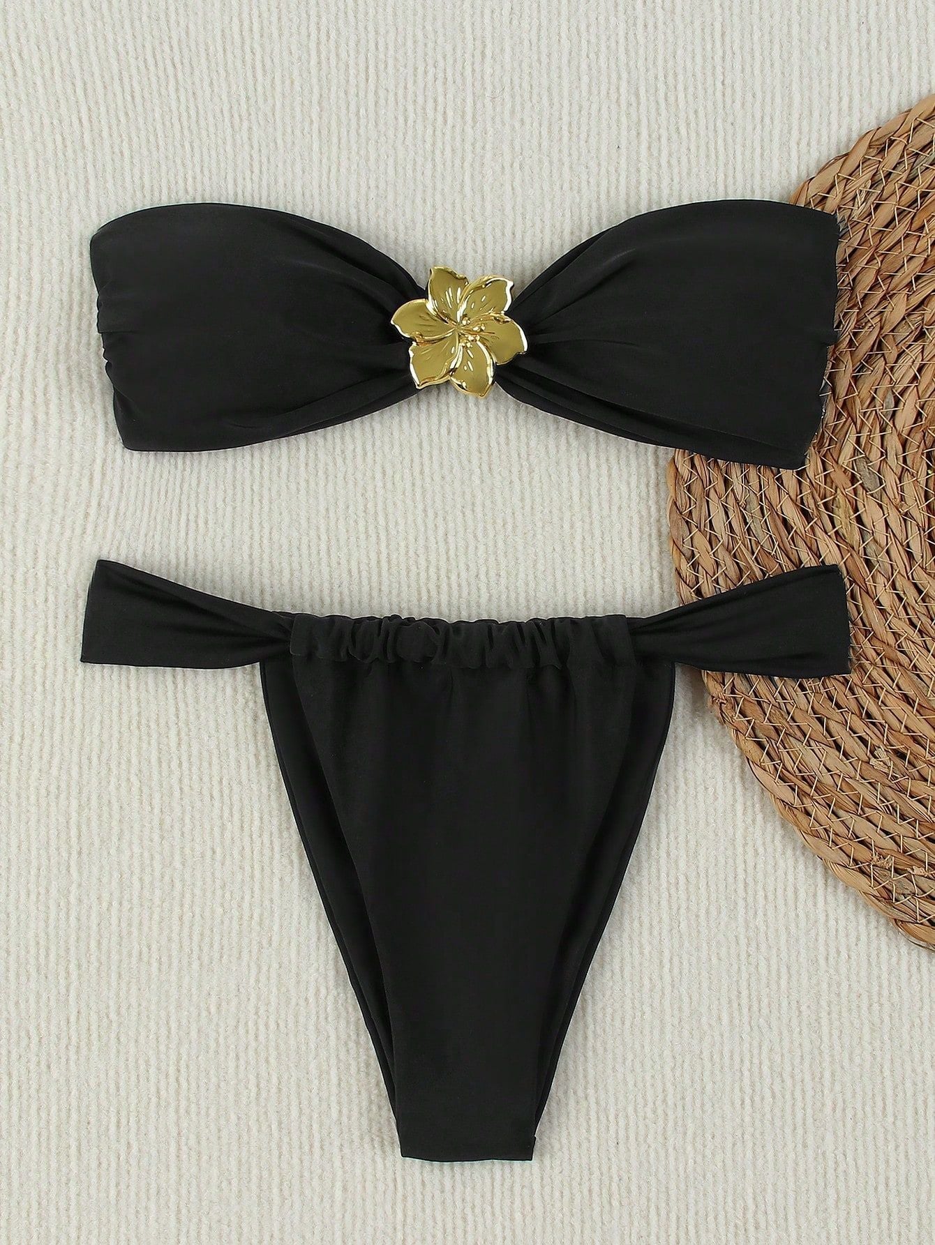 Bikini Solid Color Tube Top Sexy Split Bikini Swimsuit Women Bella Mia
