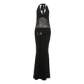 Fall Women Clothing Sexy Mesh Stitching Semi See through Slim Fit Halter Tied Dress Women Bella Mia