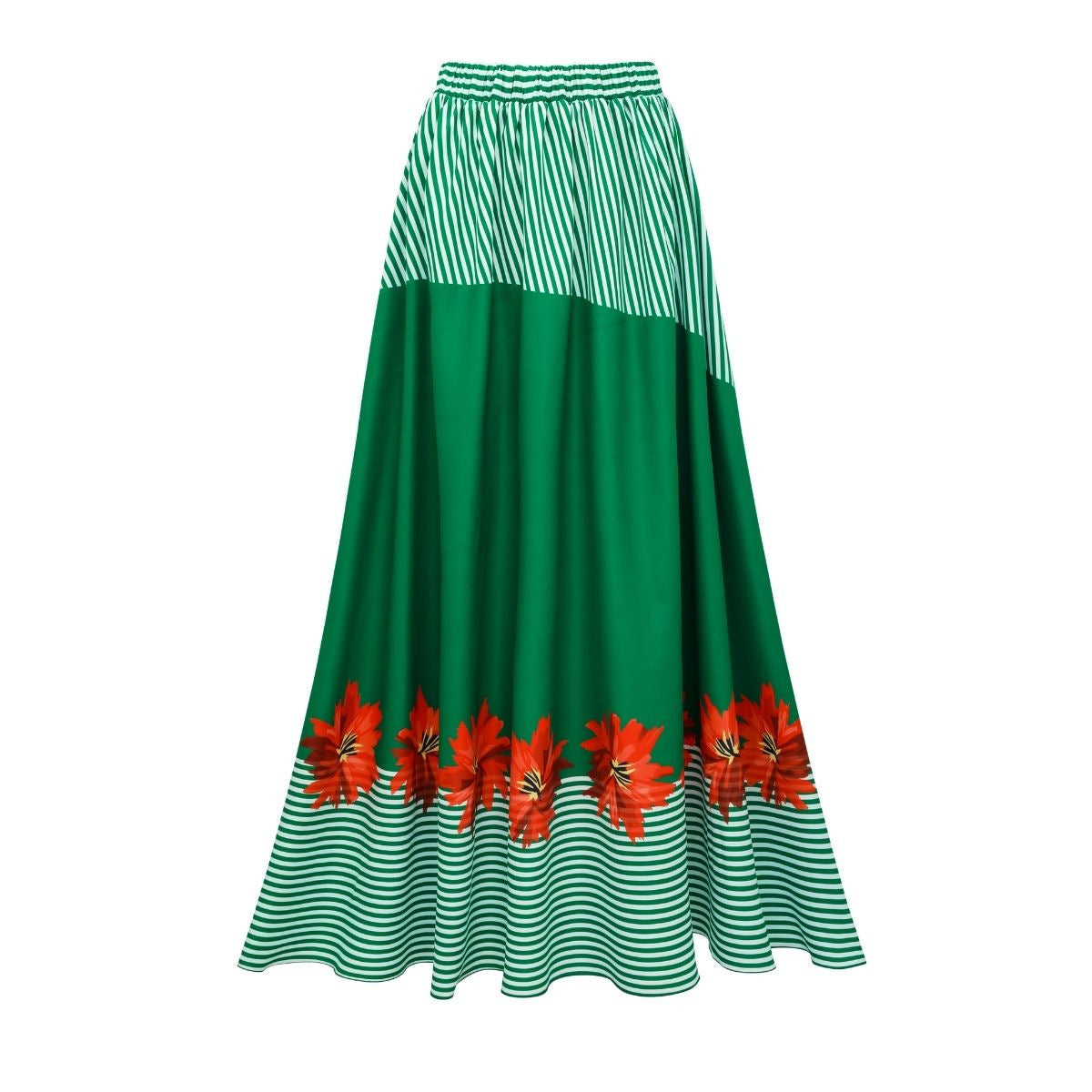 Swimsuit Green Striped Floral Stitching Swimsuit Women Tube Top Swimsuit Bella Mia