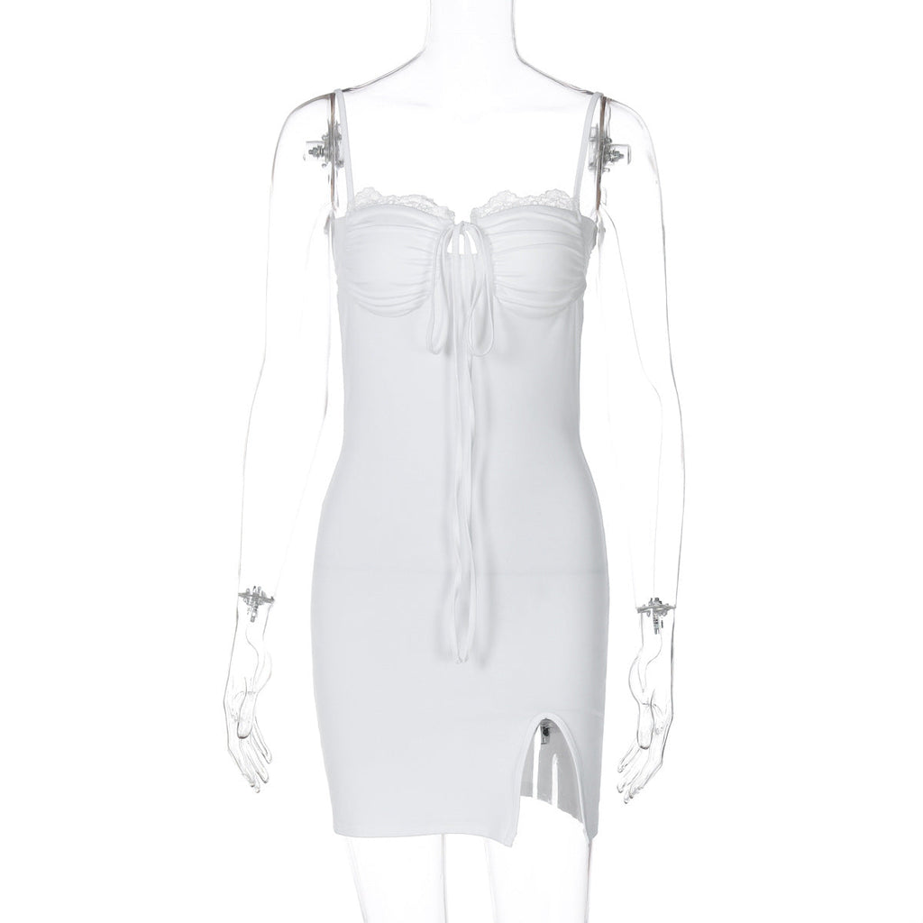 Women Clothing Winter Sexy Lace Lace up Slim Fit Sling Dress Bella Mia