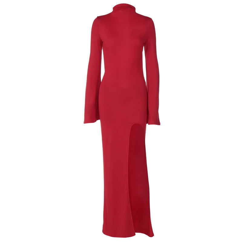 Spring Women Bell Sleeve Sexy Backless Slit Maxi Dress Slim Fit Dress Bella Mia