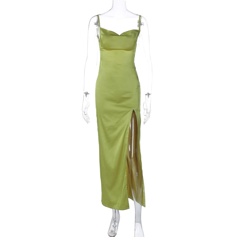 Women Clothing Summer Sexy Backless Slim Fit Split Sling Dress Bella Mia