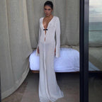 Hollow Out Cutout out Split Dress Beach Cover up V neck Beach Dress Long Mopping Fishtail Evening Dress for Women Bella Mia