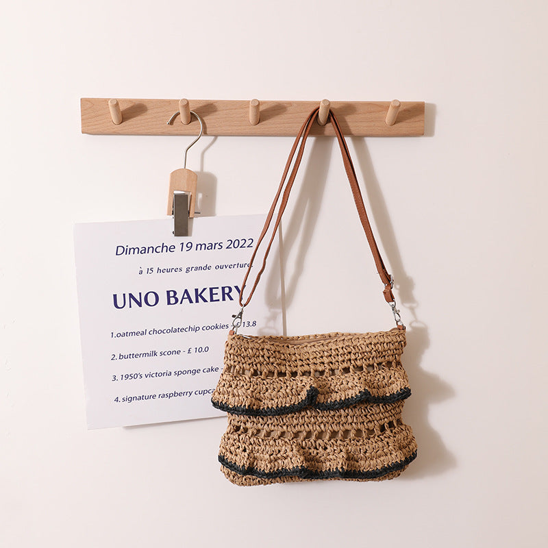 Crossbody Lace Straw Bag Ruffled Summer Color Straw Bag Woven Bag Seaside Beach Vacation Bag Bella Mia