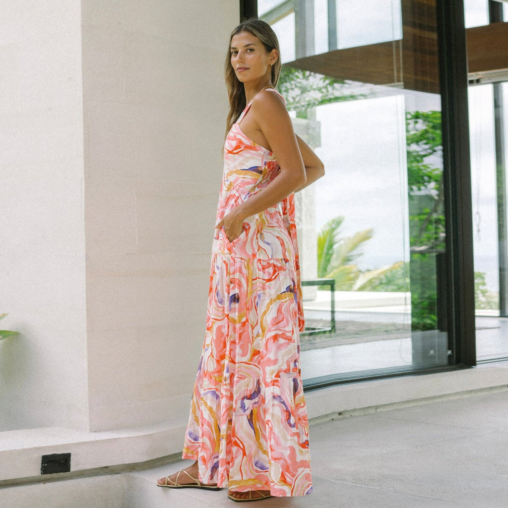 Summer Bohemian Vacation Beach Dress Loose Strap Dress Bella Mia