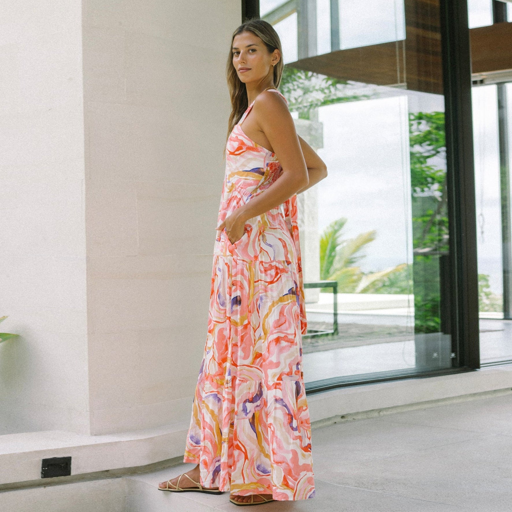Summer Bohemian Vacation Beach Dress Loose Strap Dress Bella Mia