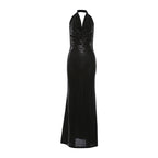 Spring Women Clothing Sexy Low Cut Swing Collar Sleeveless Halter Backless Slim Fit Dress for Women Bella Mia
