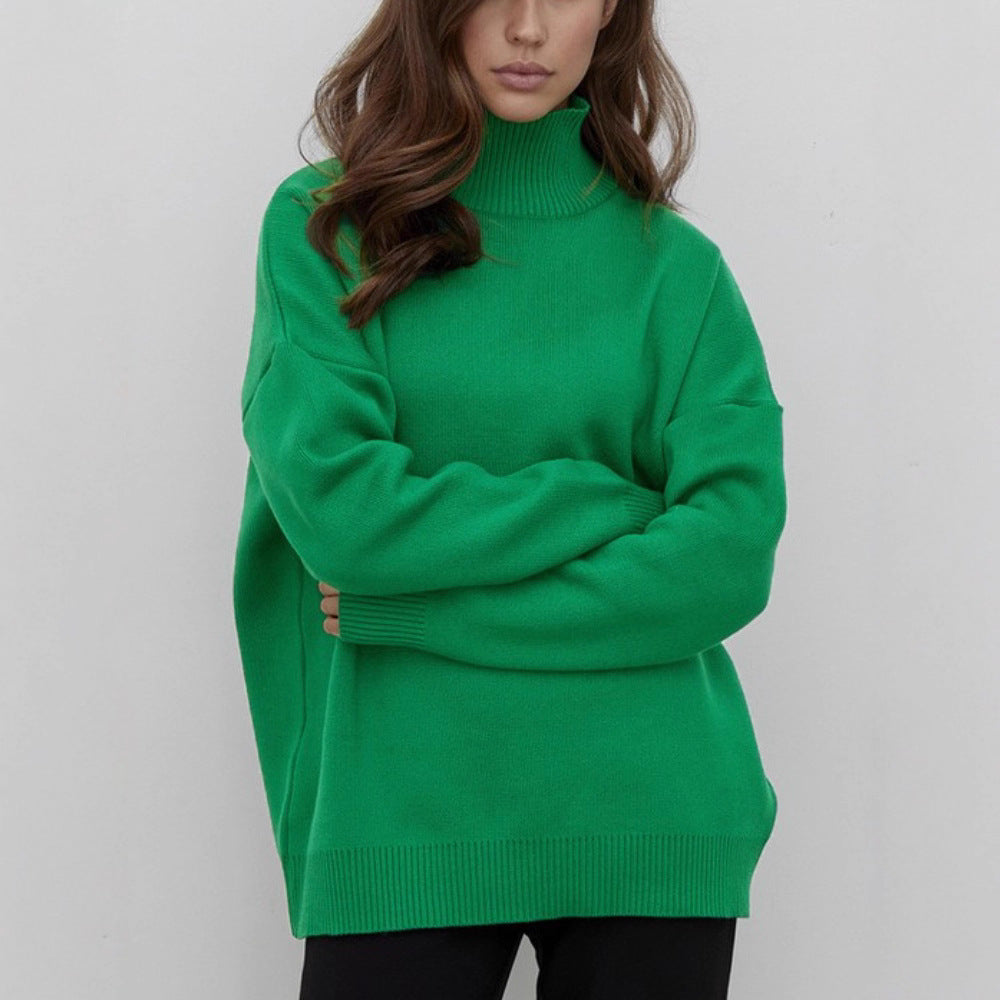Half Turtleneck Knitted Sweater Autumn Winter Trends All Matching Loose Warm Mock Neck Sweater Bella Mia