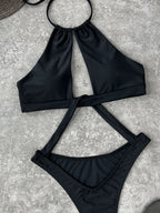 Women One-Piece Swimsuit Halter Sexy Solid Color One-Piece Bikini Bella Mia