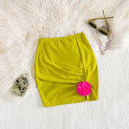 Solid Color One Piece Swimsuit Women One Shoulder Tube Top Hollow Out Cutout out Skirt Hip Wrapped Short Skirt Two Piece Sets Bella Mia