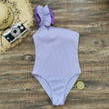 Solid Color Single Shoulder Suspender Tube Top One Piece Swimsuit Women Three Piece Set Sunken Stripe Swimsuit Bella Mia