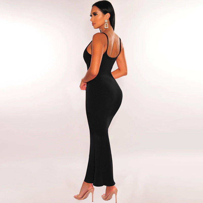 Summer Women Clothing Sexy Slim Fit Drape Sunken Stripe Strap Dress