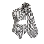 Sexy One Piece Swimsuit Women Pleated Ruffled Striped Swimsuit Bikini Mesh Maxi Dress Bella Mia