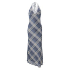Women Clothing Summer Sexy V neck Lace Plaid Sweet Retro Slim Fit Dress Women Bella Mia