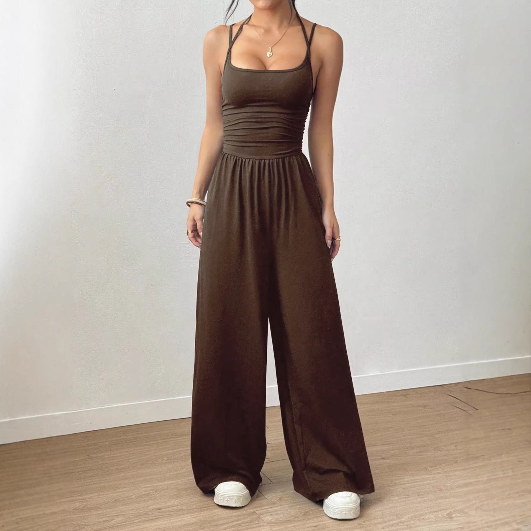 Suspender Women Casual Summer Wide Leg Loose Wrapped Chest Nipped Waist Jumpsuit Bella Mia