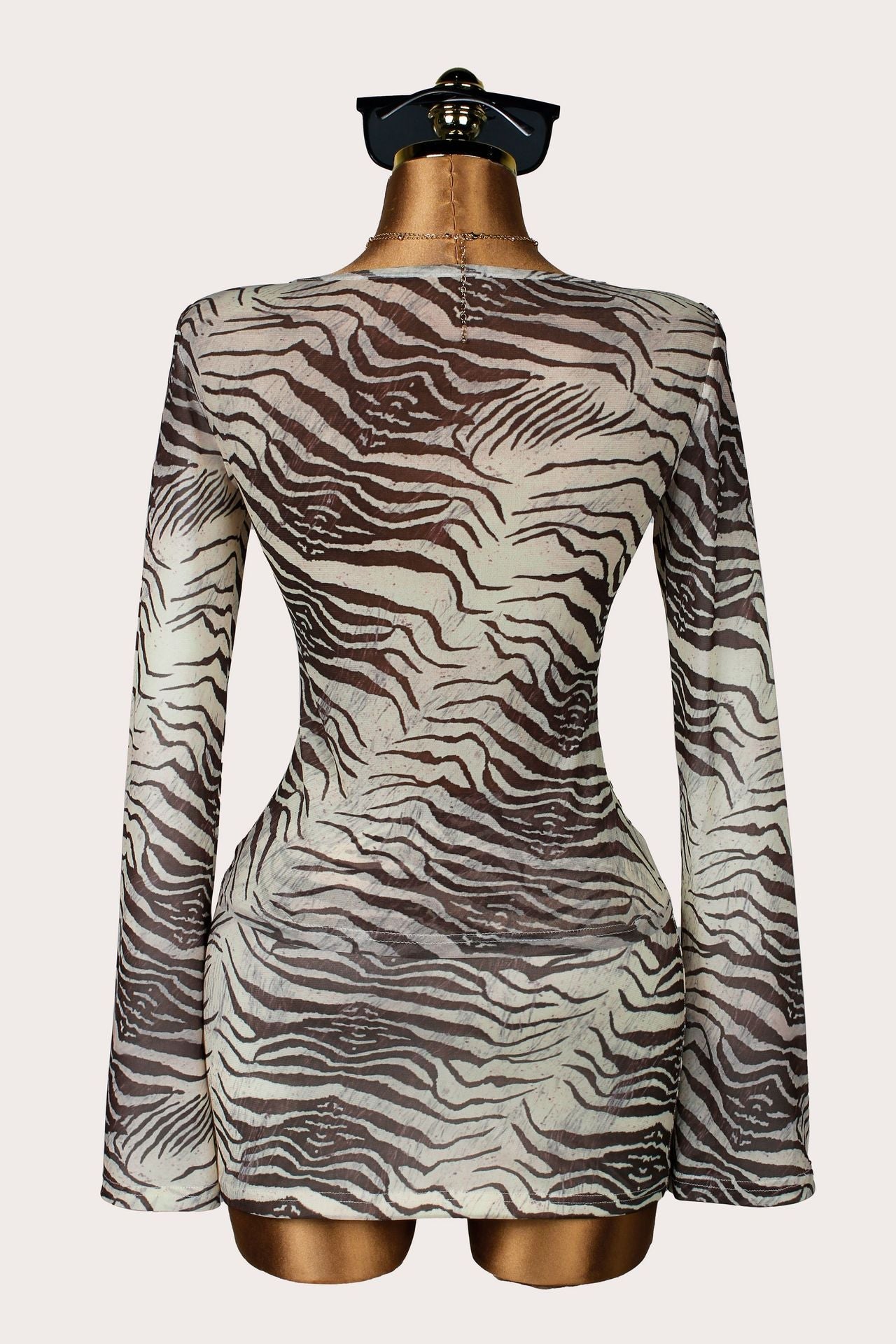 Autumn Sexy Animal Pattern Printed Long Sleeved Top Skirt Two Piece Sets